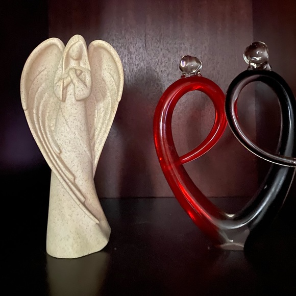 Dale Tiffany Heart handcrafted glass sculpture & desert sand angel
